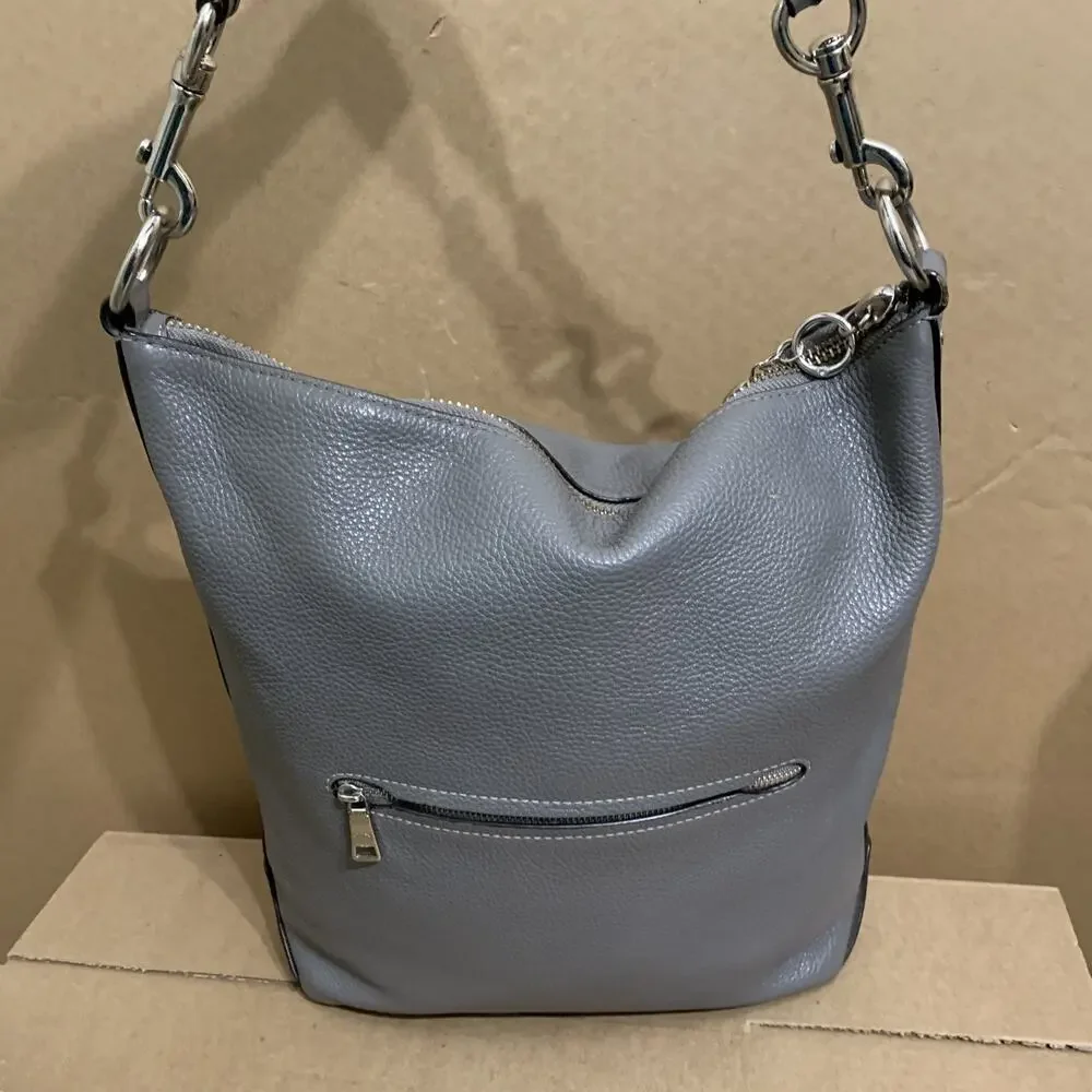 COACH Refined Gray Pebbled Leather ABBY Duffle Sac Hobo F31507